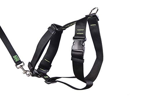 bub's Not Pull - arnés para Perro Grande Sistema Anti tirón (Comprobar tamaño: Cuello 43 a 74 cm Pecho 59 a 94 cm) color Negro