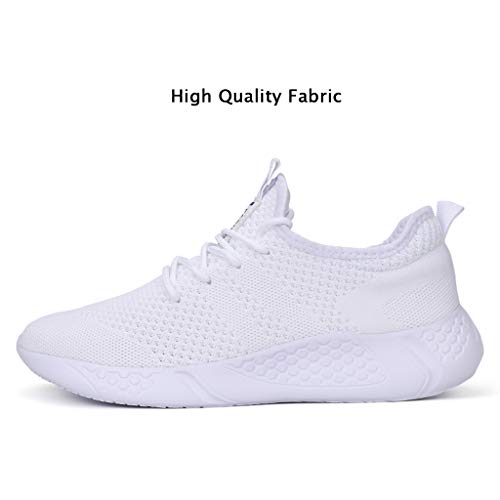 BUBUDENG Zapatillas de Running para Hombre Casual Tenis Asfalto Zapatos Deporte Fitness Gym Correr Gimnasio Deportives Transpirables Seguridad Atlético Trekking Bambas Plataform Sneakers Blanco EU46