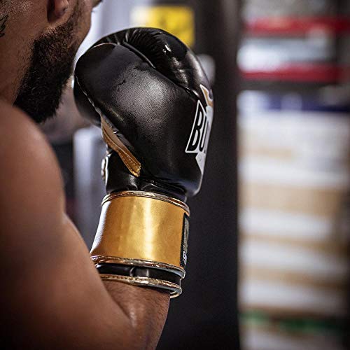 Buddha Fight Wear Guantes de Boxeo Top Fight Negro Oro 14 Onzas