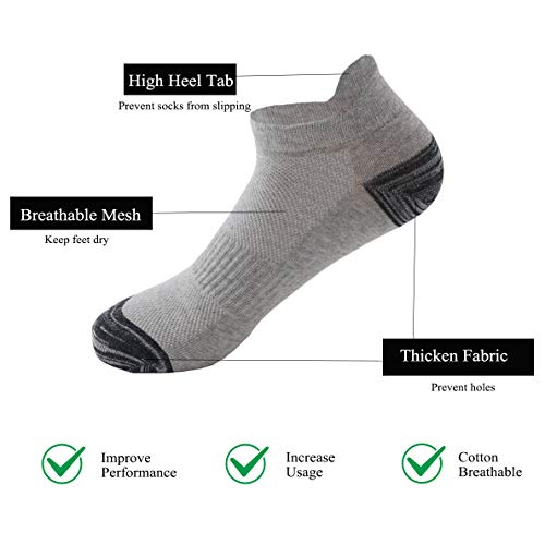 BUDERMMY 6 Pares de Calcetines Tobilleros Deportivos Para Hombres y Mujeres Calcetines de Corte Bajo de Algodón, Blanco/Gris/Negro (Negro*2 + Blanco*2 + Gris*2, 35-40)