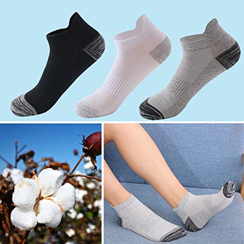 BUDERMMY 6 Pares de Calcetines Tobilleros Deportivos Para Hombres y Mujeres Calcetines de Corte Bajo de Algodón, Blanco/Gris/Negro (Negro*2 + Blanco*2 + Gris*2, 35-40)