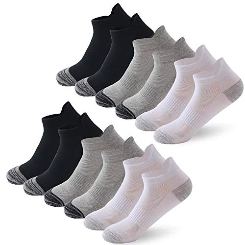 BUDERMMY 6 Pares de Calcetines Tobilleros Deportivos Para Hombres y Mujeres Calcetines de Corte Bajo de Algodón, Blanco/Gris/Negro (Negro*2 + Blanco*2 + Gris*2, 35-40)