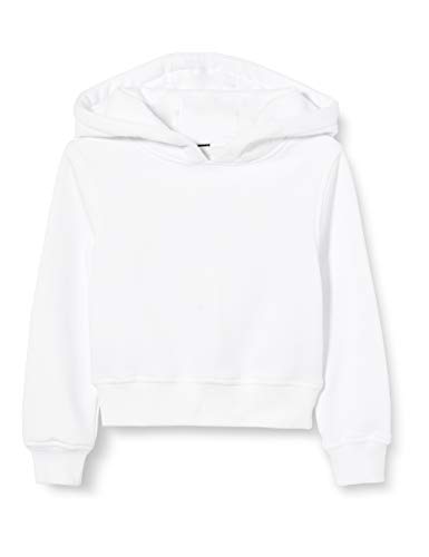 Build Your Brand Girls Cropped Sweat Hoody Sudadera con Capucha, Blanco, 146/152 cm para Niñas