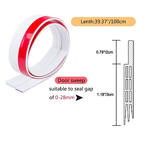Burlete Puerta, XiDe 100 x 5cm Burlete Bajo Puerta Burlete Autoadhesivo de Goma de Silicona, Antipolvo Aislamiento Acústico Prueba De Viento y Agua - blanco