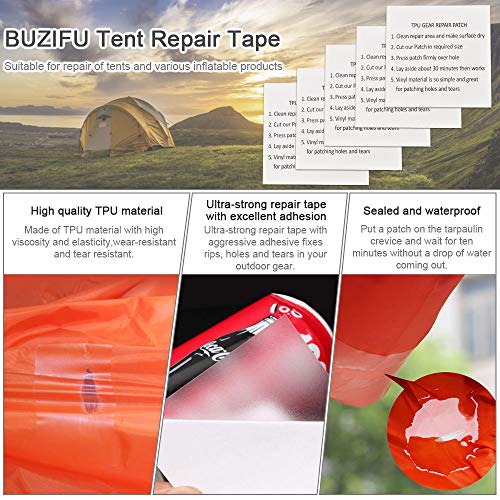 BUZIFU 10pcs Reparación Parches Autoadhesivos 7*7 cm Parches Transparentes Parches Adhesivo Reparación con Pegamento Fuerte para Arreglar Cualquier Fuga de Aire o Pincha, Piscinas e Hinchables, Carpas