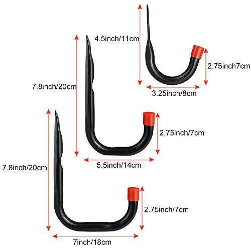 BUZIFU Ganchos para Colgadores de Garaje, 6 unids Soportes Ganchos Universales de Pared de Gran Tamaño con Tornillos, para Colgar Cualquier Cosa que Quieras, Cocina/Trastero/Garaje/Baño/Jardín(S/M/L)