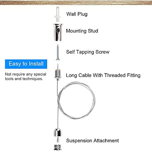 BUZIFU Kit de Suspensión Paneles LED Cable de Suspensión Acero Inoxidable 1,5 mm x 1 m Cuerda de Candelabro Soporte de Lámpara para Lámparas de Techo LED 8 Piezas Cuerda de Suspensión Posicionada