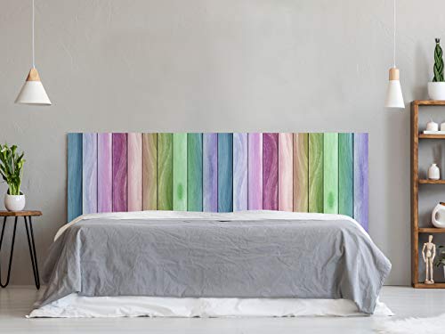 Cabecero Cama PVC Textura Madera Arcoiris 150x60cm | Disponible en Varias Medidas | Cabecero Ligero, Elegante, Resistente y Económico