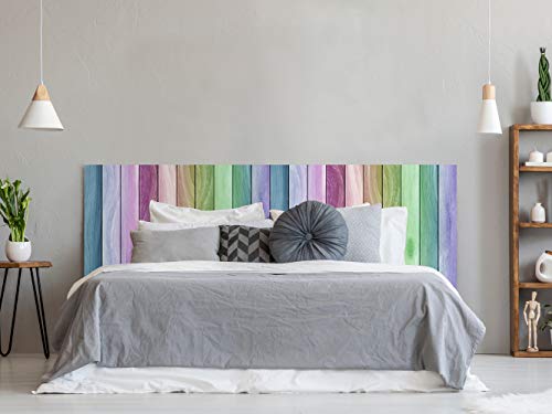 Cabecero Cama PVC Textura Madera Arcoiris 150x60cm | Disponible en Varias Medidas | Cabecero Ligero, Elegante, Resistente y Económico