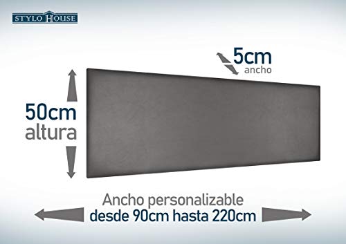 Cabecero de Cama Modelo CÓRDOBA tapizado en Polipiel Azahar. Altura 50cm.para Cama de 180 (Medidas 190x50X5) en Color Chocolate.Pro Elite.