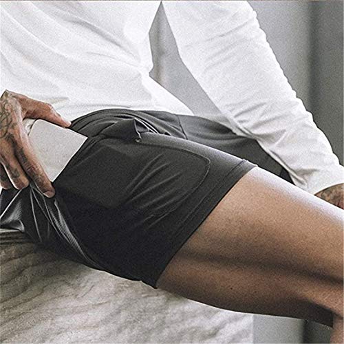 Cabeen 2 en 1 Pantalon Corto de Deporte para Hombre e Fitness Bodybuilding Pantalones de Tenis con Bolsillos