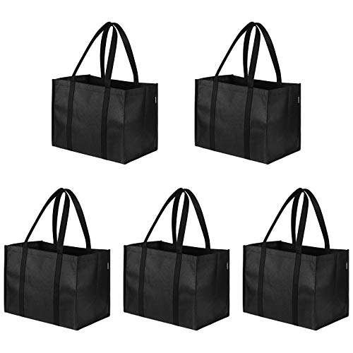 cabilock 5 Pzas Bolsa Grande Reutilizable de La Compra con Asas de Almacenamiento Plegable Lavable Cesta de Tela Bolsa de Mano Durable Bolsas de Compras para La Compra de Alimentos Ropa