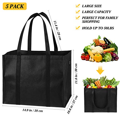 cabilock 5 Pzas Bolsa Grande Reutilizable de La Compra con Asas de Almacenamiento Plegable Lavable Cesta de Tela Bolsa de Mano Durable Bolsas de Compras para La Compra de Alimentos Ropa