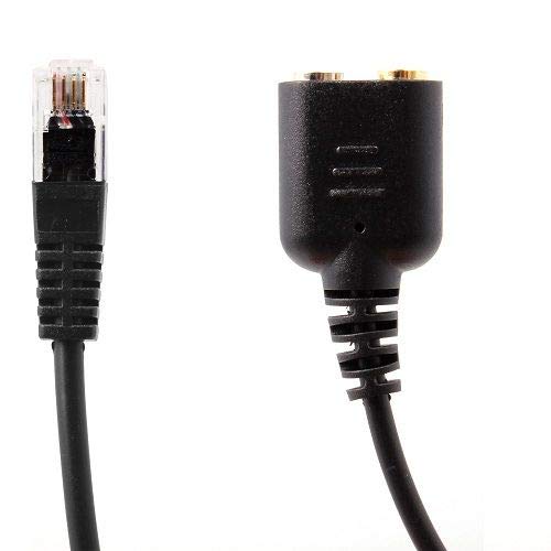 CABLEPELADO Cable Adaptador telefono RJ9 Macho a 2 x Jack de 3.5 mm 0.20 M Negro