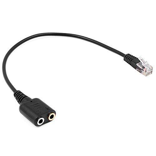 CABLEPELADO Cable Adaptador telefono RJ9 Macho a 2 x Jack de 3.5 mm 0.20 M Negro