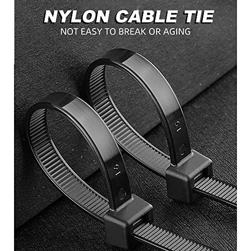 Caiery 100 bridas largas de 350 mm x 8 mm, resistentes a los rayos UV, 50 kg de resistencia a la tracción, color negro