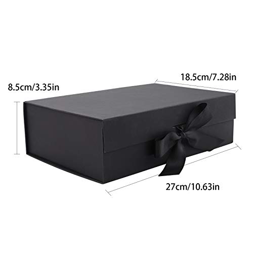 Caja de regalo de reutilizable Creative box,cajas de cartón caja con tapa Caja de regalo con magnética,caja de regalo de lujo premium con cinta Cajas de regalo con tapas para presentar (Black)