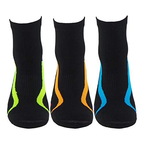 Calcetines (3 Pares) de RUNNING, CICLISMO, TENIS, PADEL,… Calcetines SIN COSTURAS unisex con puntera y talón reforzados. Calcetines de deporte anti-rozaduras y con gomas anti-presión. (Única, Negro)