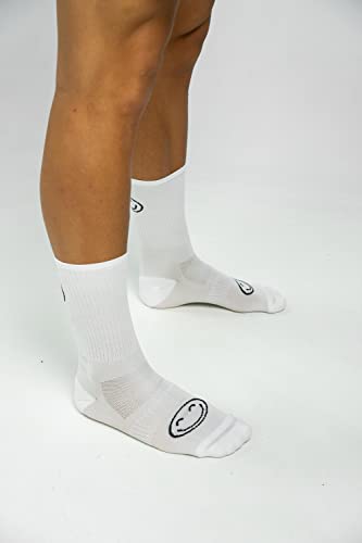 Calcetines Deportivos 100% Técnicos Happy Basics White Talla S, transpirables, termorreguladores, talón y puntera reforzado, perfectos para running, crossfit, ciclismo, gimnasio, pádel