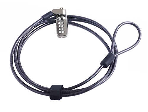 CaLeQi Cable de Seguridad con Cerradura de Combinación para Ordenador portátil, Ordenador, Monitor LCD, 2 m de Cable Negro (Bloqueo de Computadora)