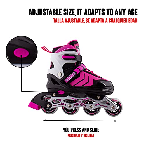 Calma Dragon Patines en Linea, Tamaño Ajustables, Profesionales para Adultos y Niños, 4 Ruedas, Skates, ABEC-7,Forro Interior, Rollers para Mujer y Hombre (Rosa, L)