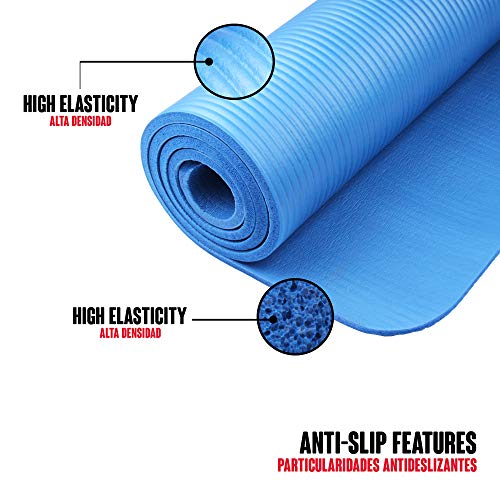 CalmaDragon 85611 Esterilla para Yoga NBR, Colchoneta Antideslizante, Ideal para Pilates, Ejercicios, Fitness, Gimnasia, Estiramientos (Azul, 183 x 60 x 1 cm)