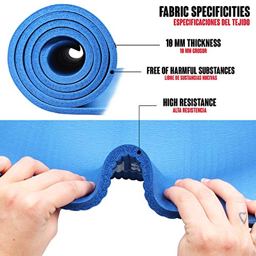 CalmaDragon 85611 Esterilla para Yoga NBR, Colchoneta Antideslizante, Ideal para Pilates, Ejercicios, Fitness, Gimnasia, Estiramientos (Azul, 183 x 60 x 1 cm)