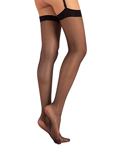 CALZITALY Medias para Liguero, Pantys Transparerentes de Mujer | S, M, L, XL, 2XL, 3XL, 4XL | Negro, Natural | 15 DEN | Made in Italy (S, Negro)