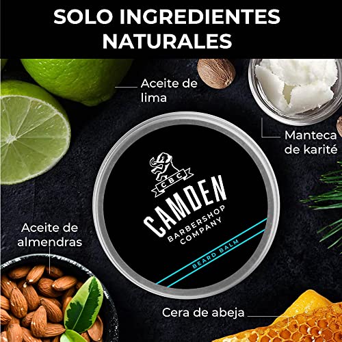 CAMDEN Kit para el cuidado de la barba ● Set de regalo hombre que incluye un aceite, un bálsamo, un cepillo y un peine para la barba ● Regalos originales para hombre CAMDEN