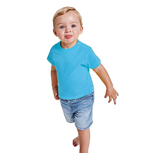 Camiseta de Colores con Manga Corta para Bebés - Prenda de algodón 100%, cómoda, Suave, cálida y Tacto Agradable (Azul, 24 Meses)