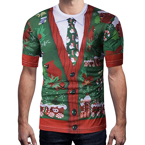 Camiseta De Navidad para Hombre Camisetas De Hip Hop Falsas 2 Piezas De Dibujos Animados