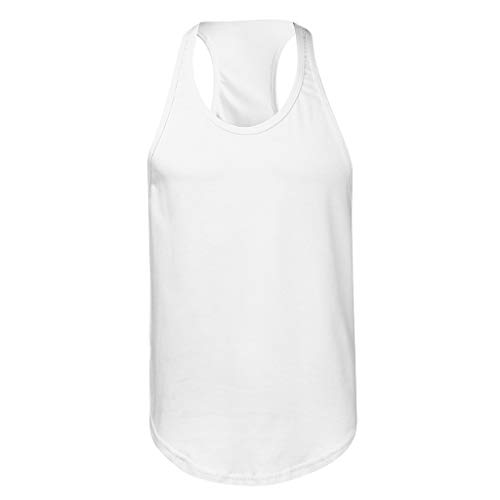 Camiseta de Tirantes Deporte Hombre, Camisetas Tops sin Mangas Basica Fitness Gym Camiseta Deportiva t-Shirt (Blanco3, M)