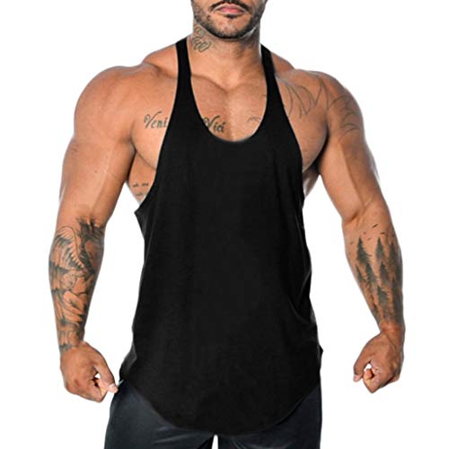 Camiseta de Tirantes Deporte Hombre, Camisetas Tops sin Mangas Basica Fitness Gym Camiseta Deportiva t-Shirt (Negro3, M)