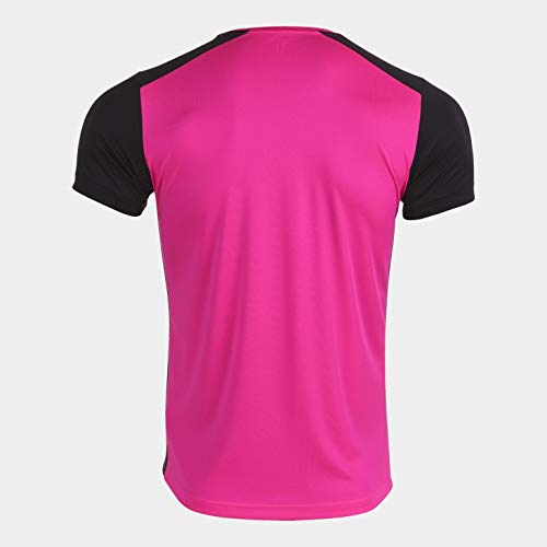 Camiseta Manga Corta Record II Rosa flúor Negro