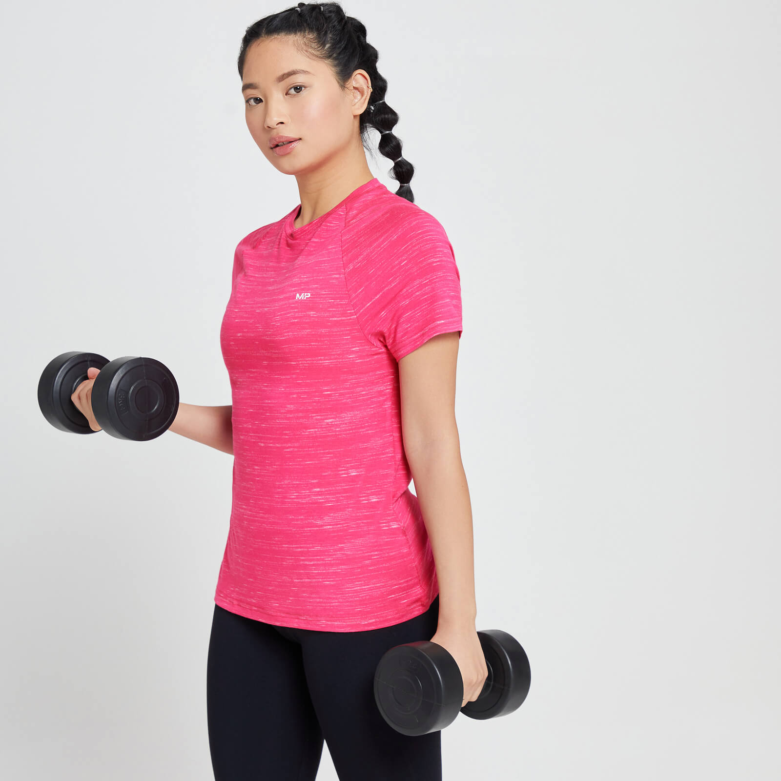 Camiseta Performance Training para mujer de MP - Magenta jaspeado con motas blancas  - L