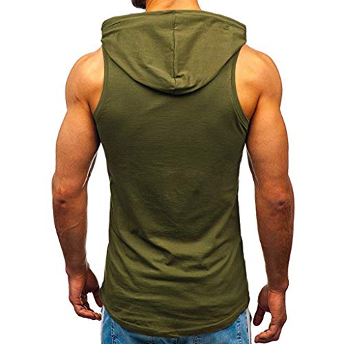 Camisetas de Tirantes Hombre, Verano Moda Hombre Diario Deporte Gym Camiseta sin Mangas con Capucha Fitness Impresión Tops Slim Fit Casual T-Shirt Camisas Camiseta vpass