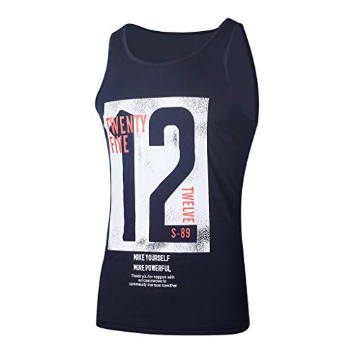 Camisetas de Tirantes Hombre,Verano Moda Hombre Diario Casual Deporte Gym Camiseta sin Mangas Original Impresión de Letras Chandal Hombre Top Chaleco T-Shirt Camisas Camiseta básica tee vpass