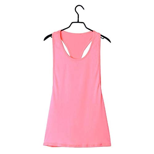 Camisetas sin Mangas Mujer,SHOBDW Playa De Verano Sexy Suelto Talla Grande Cuello Redondo Gimnasio Deporte Entrenamiento FíSico Entrenamiento Blusa para Correr para Mujer(Rosado,S)