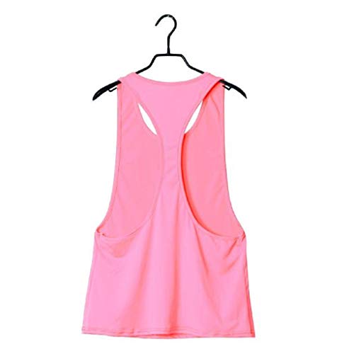 Camisetas sin Mangas Mujer,SHOBDW Playa De Verano Sexy Suelto Talla Grande Cuello Redondo Gimnasio Deporte Entrenamiento FíSico Entrenamiento Blusa para Correr para Mujer(Rosado,S)