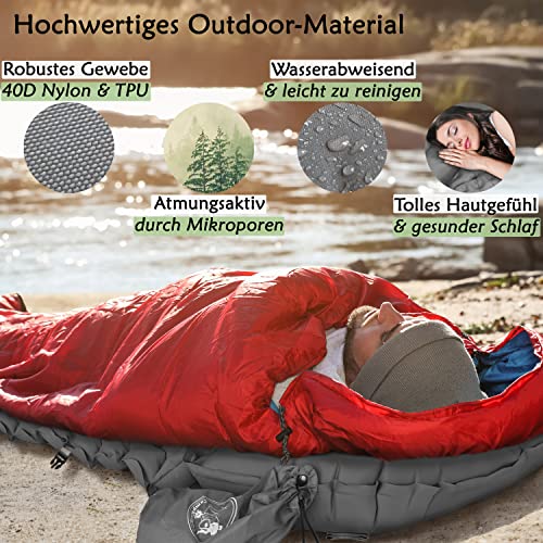 CampKnight® Colchoneta aislante y asiento 2 en 1 – Cómodo dormir y sentarse – Ultraligero y pequeño tamaño plegado – Cojín ajustable de camping – Colchoneta hinchable para exteriores 190 x 58 cm