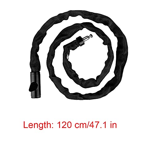 Candado de Bicicleta, Candado de Bicicleta con Llave, Candado de Cadena de Seguridad para Bicicletas de 6 mm de Grosor, para Bicicletas, Motocicletas, Scooters (120 cm, Negro)