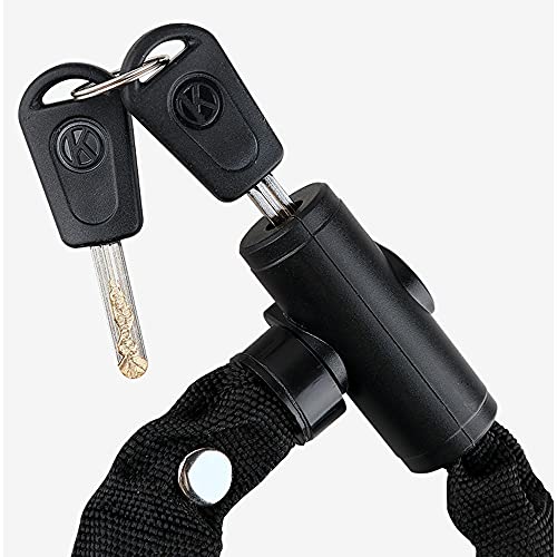 Candado de Bicicleta, Candado de Bicicleta con Llave, Candado de Cadena de Seguridad para Bicicletas de 6 mm de Grosor, para Bicicletas, Motocicletas, Scooters (120 cm, Negro)