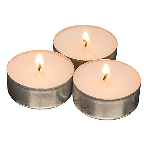 Candelo - Juego de 100 Velas de té en blanco sin aroma – 3,5 x 1,8 cm cada vela – 4 horas de combustión Carcasa de aluminio