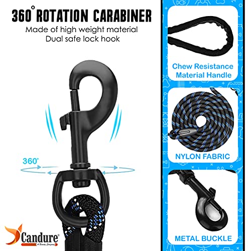 Candure Correa Perro con Mango Acolchado Suave y Nylon Sólido/Larga Reflectante Cuerda 5 ft Correas Perros Grande, Medianos y Pequeño - Adecuado para Adiestramiento,Correr y Senderismo (Negro)