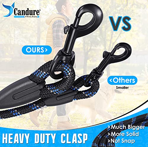 Candure Correa Perro con Mango Acolchado Suave y Nylon Sólido/Larga Reflectante Cuerda 5 ft Correas Perros Grande, Medianos y Pequeño - Adecuado para Adiestramiento,Correr y Senderismo (Negro)