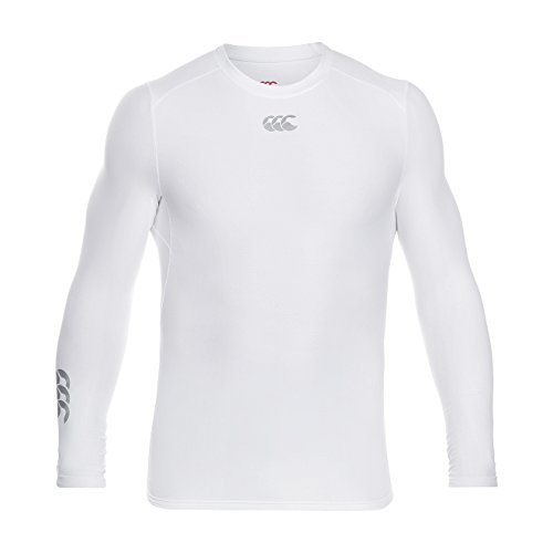 Canterbury Thermoreg Base Layer Top de Manga Larga, Uomo, Blanco, L