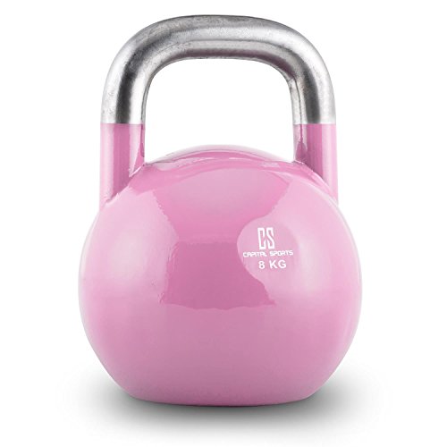 Capital Sports Compket - Pesa Rusa, Kettlebell Regulable con Bola de Acero, Pesas Rusas Ajustables con Mango Suave, Base alisada, para Uso al Aire Libre, Indicador de Kilos, Peso 8 Kg, Rosa