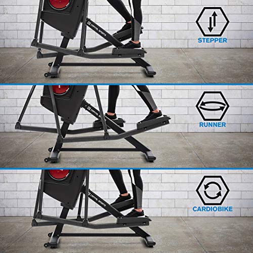 CAPITAL SPORTS Helix Stride - Bicicleta elíptica, 6 en 1: escalera /escalada /bicicleta /carrera /marcha /elíptica, Entrenamiento en casa, MagResist: resistencia mágnética, 32 niveles, Antracita