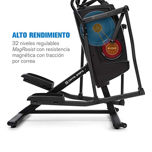 CAPITAL SPORTS Helix Stride - Bicicleta elíptica, 6 en 1: escalera /escalada /bicicleta /carrera /marcha /elíptica, Entrenamiento en casa, MagResist: resistencia mágnética, 32 niveles, Antracita