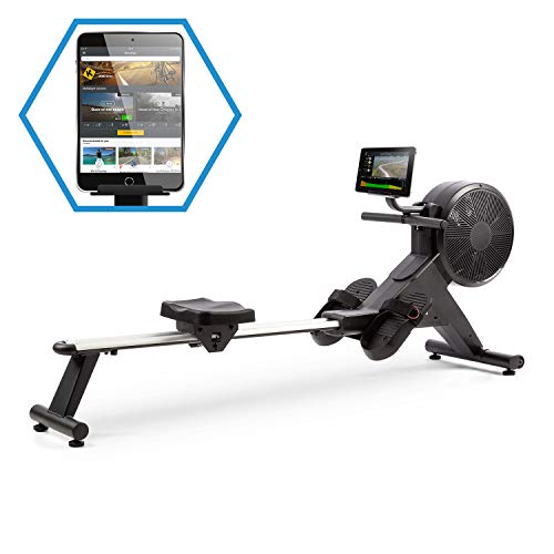 CAPITAL SPORTS Stream M2 Máquina de Remo, Resistencia combinada Aire-imán, Entrenamiento Altamente eficiente, Resistencia magnética de 16 Pasos, Doble trayectoria de Deslizamiento de Aluminio, Negro